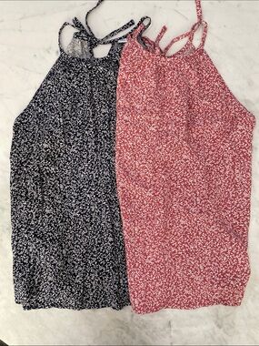 Old Navy Floral Halter Camisoles - Navy & Rose